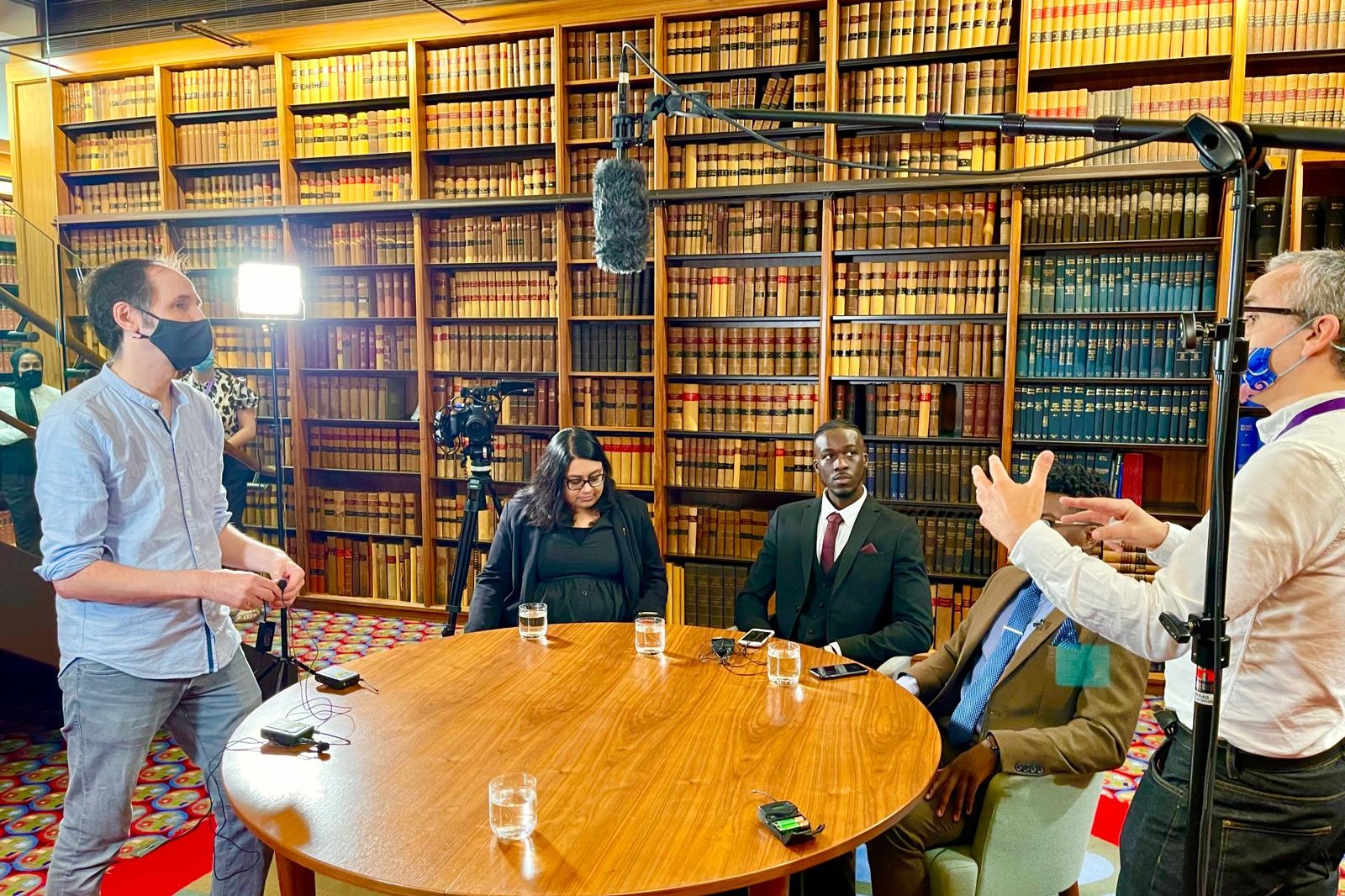 Mass Ndow-Njie recording an interview at the UK Supreme Court